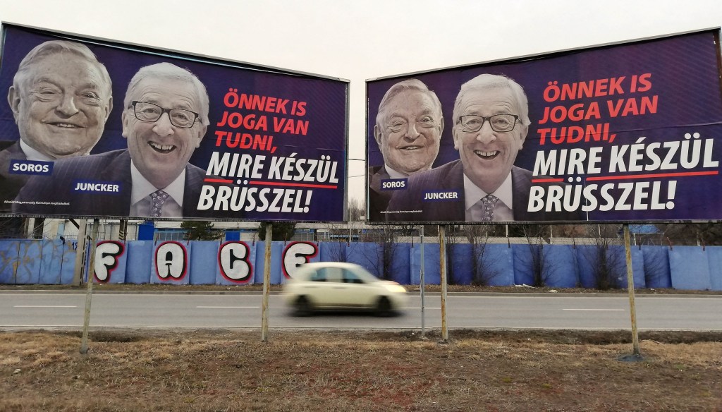 Soros-Juncker Posters (Photo: Alpár Kató – Daily News Hungary)